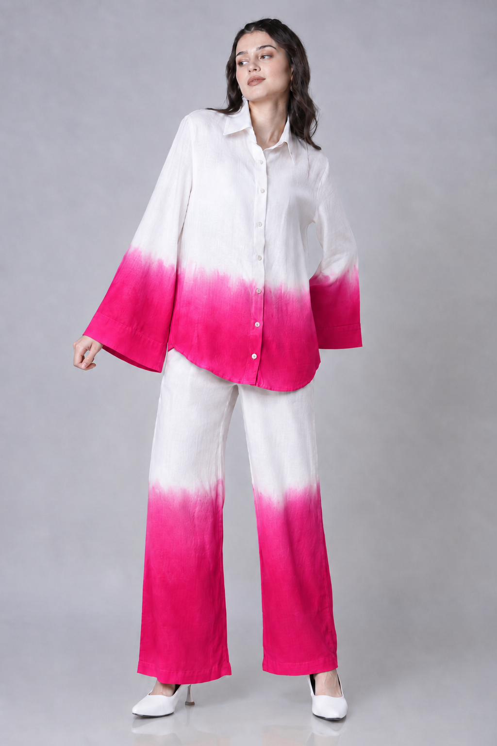 Pink Ombre Linen-Blend Co-ord Set