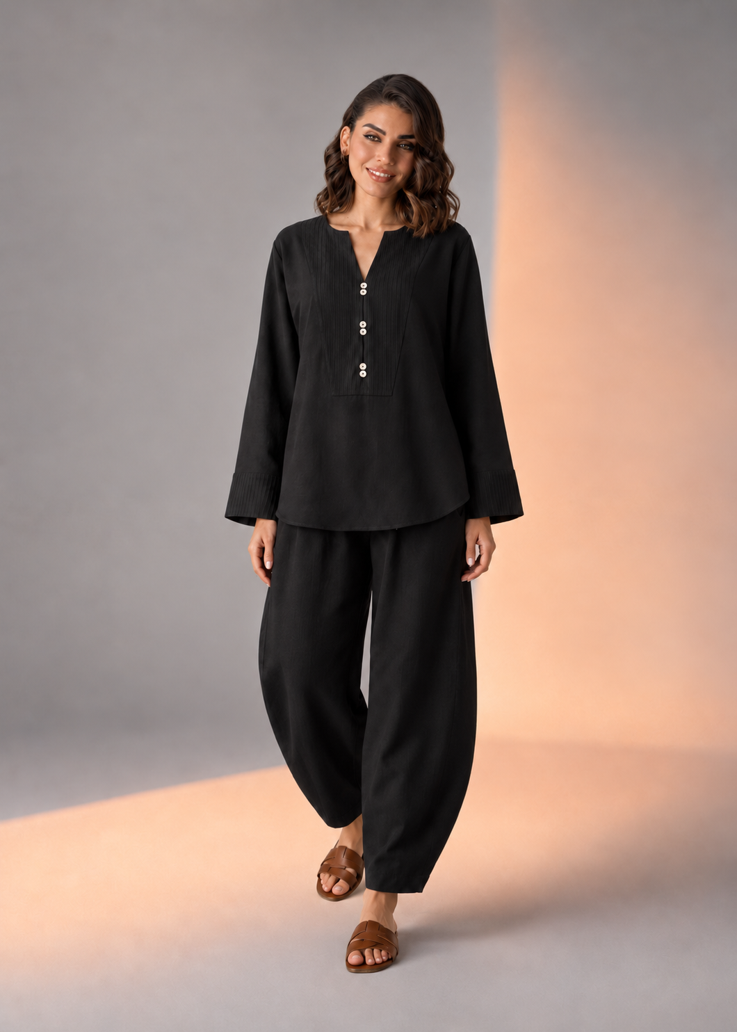 Siyahi Laya Black Cotton Flex Co-ord Set