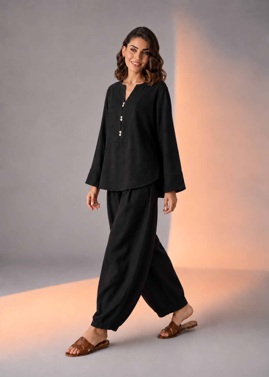 Siyahi Laya Black Cotton Flex Co-ord Set