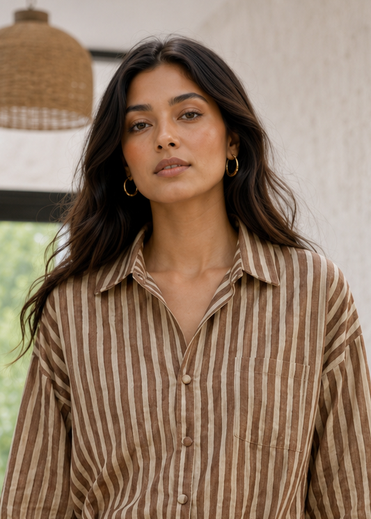 Mocha Sand Striped Co-ord Set