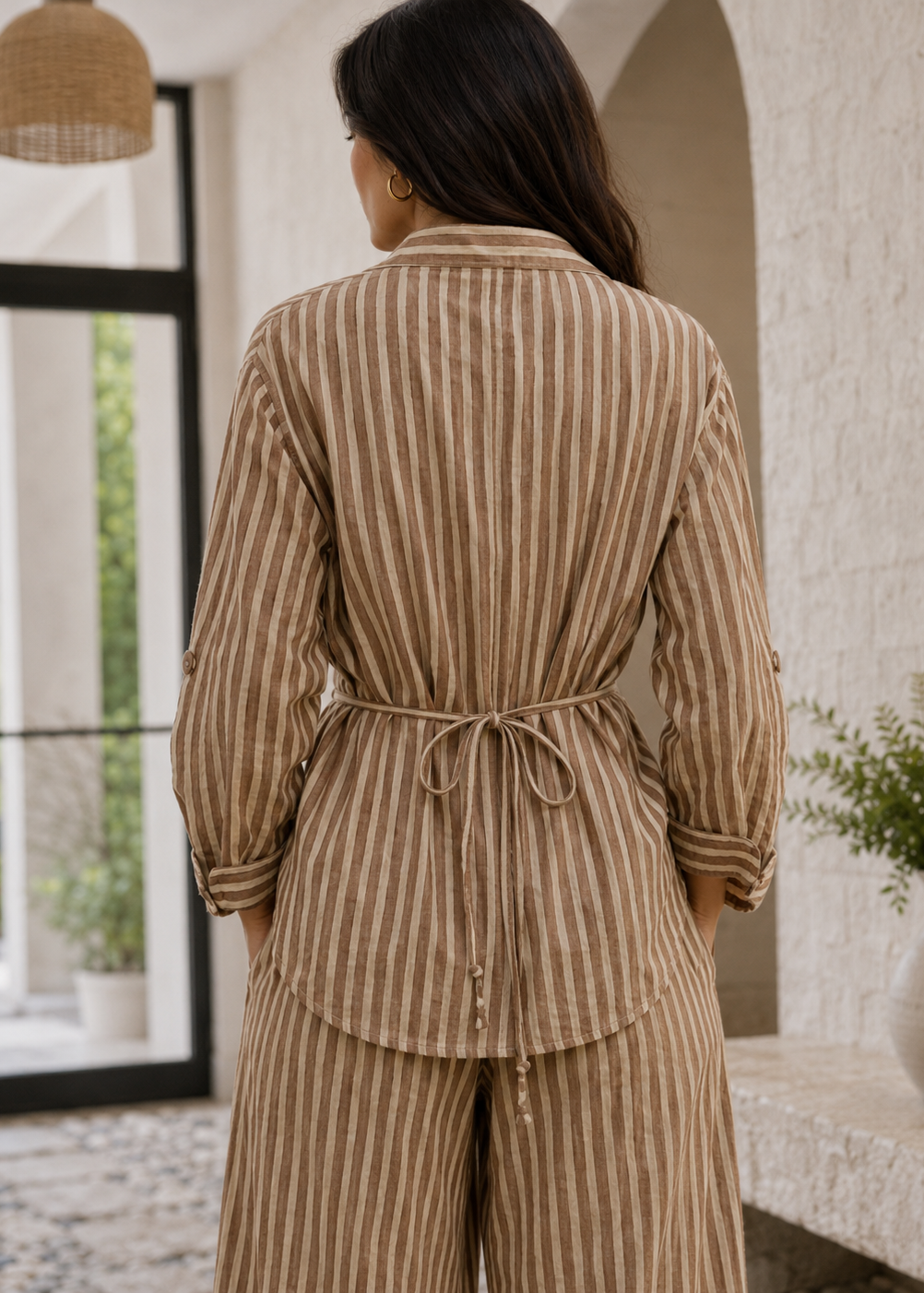 Mocha Sand Striped Co-ord Set