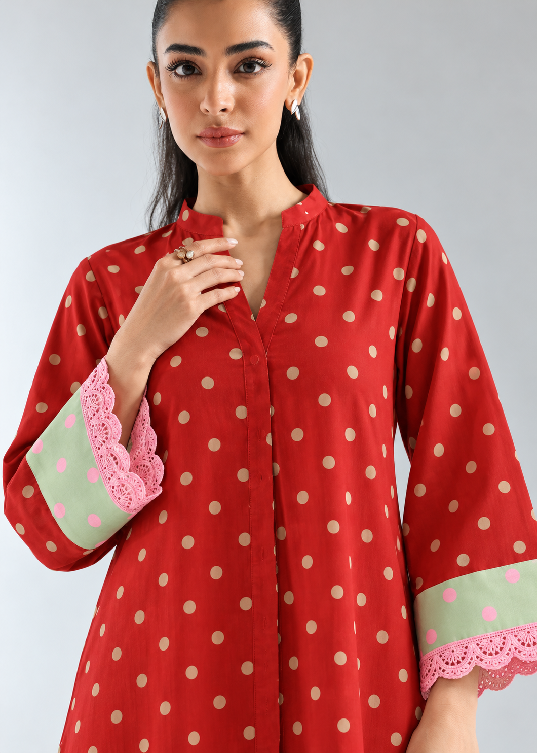 Cherry Sage Bindu Polka Palazzo Co-ord Set