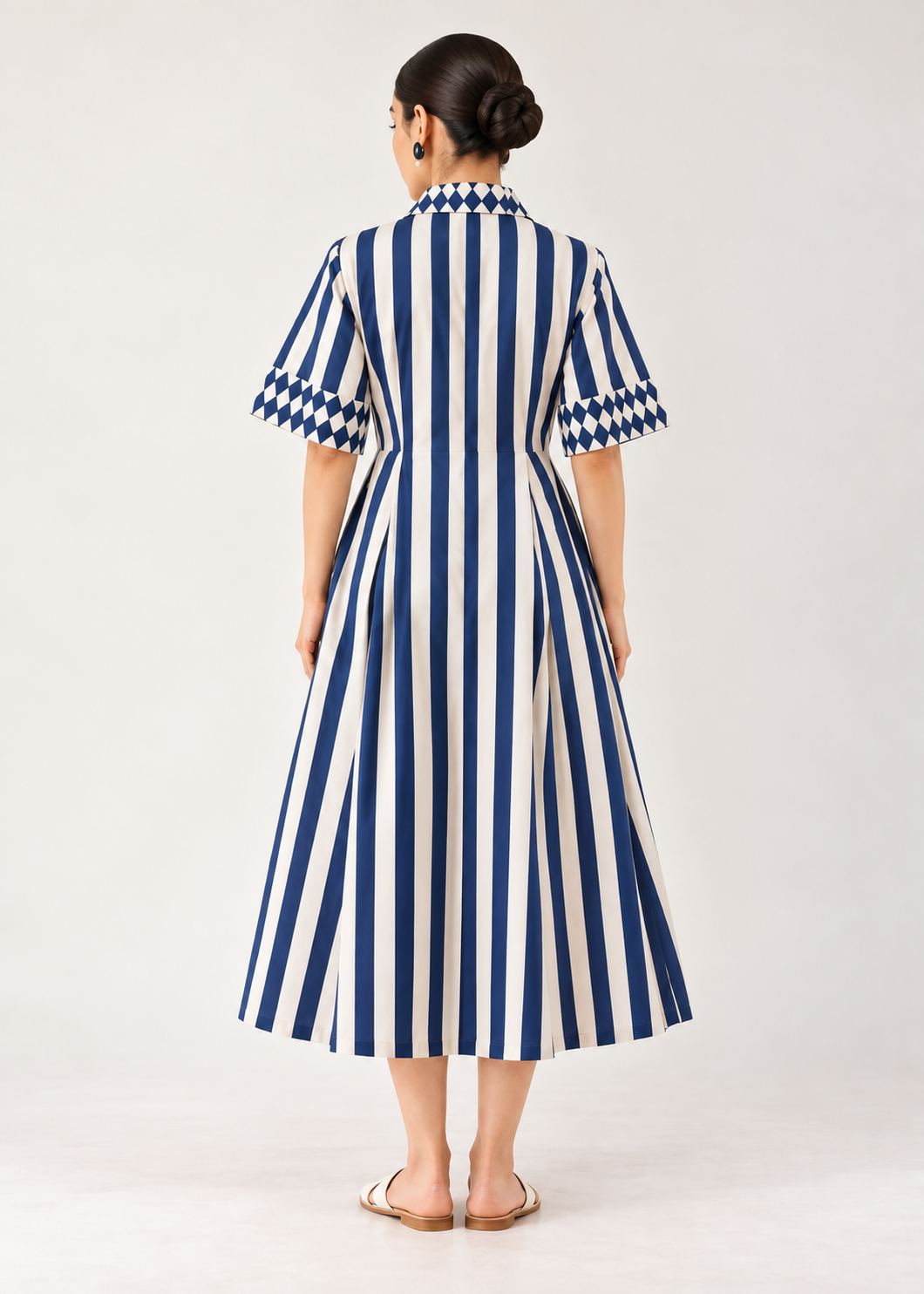 Harlequin Striped Cotton Shirt Dress