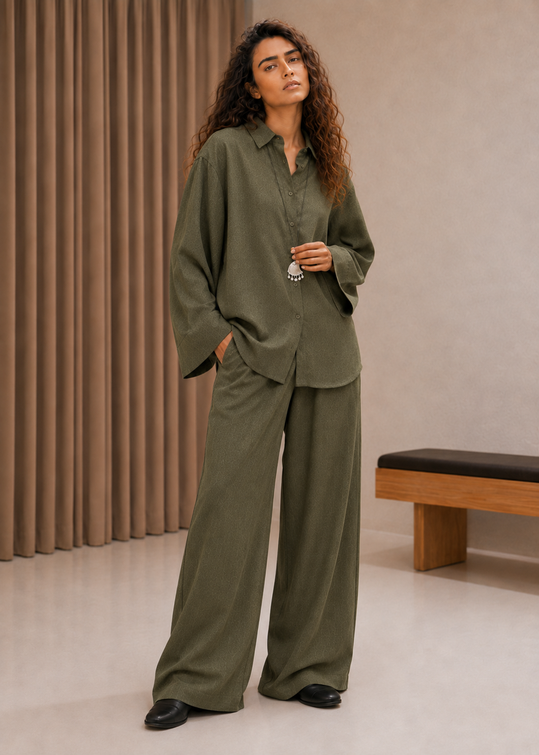 Terranium Moss Linen-Blend Co-ord Set
