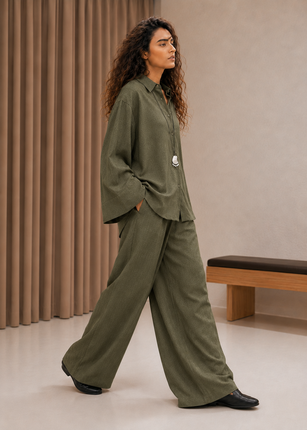 Terranium Moss Linen-Blend Co-ord Set