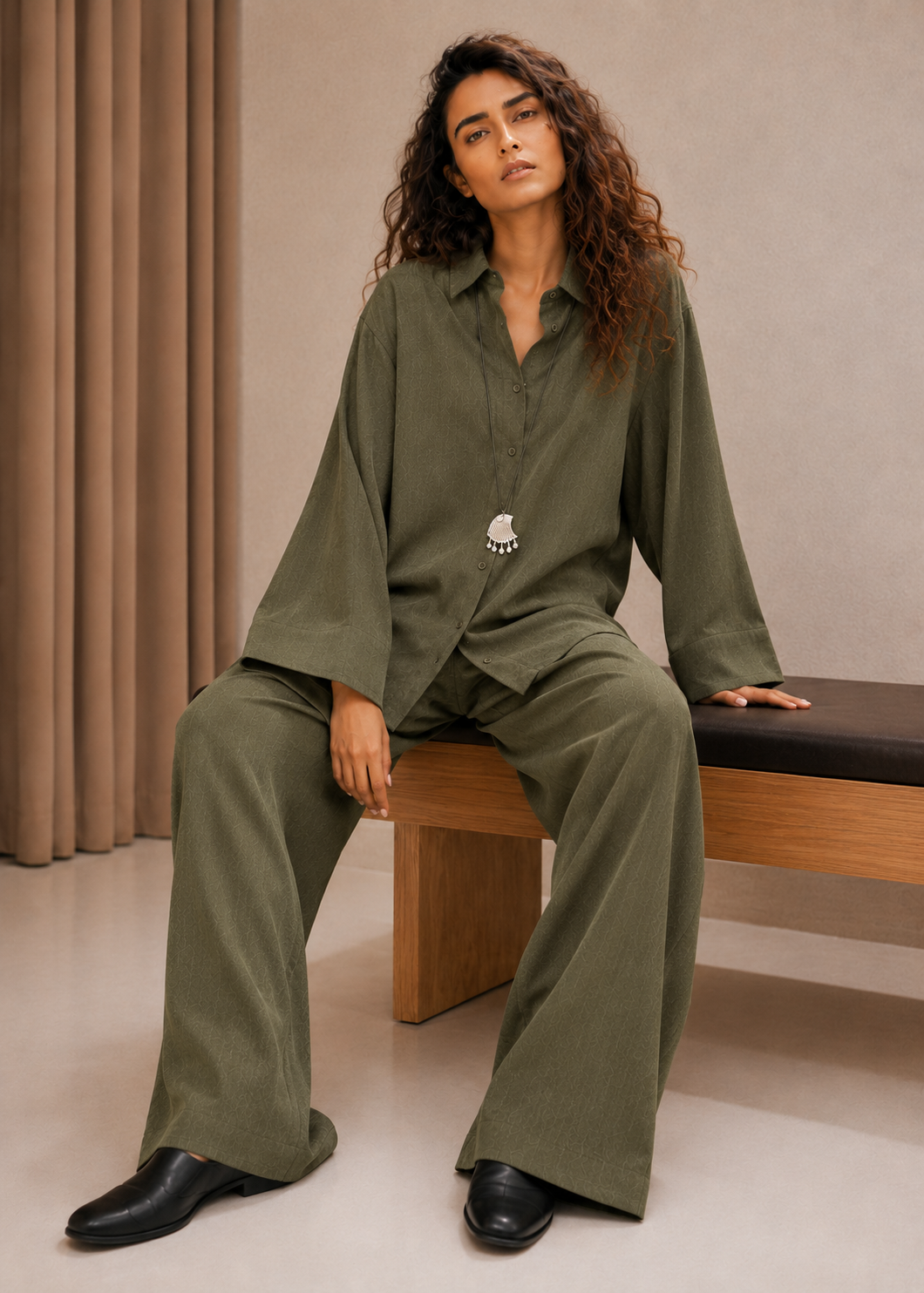 Terranium Moss Linen-Blend Co-ord Set