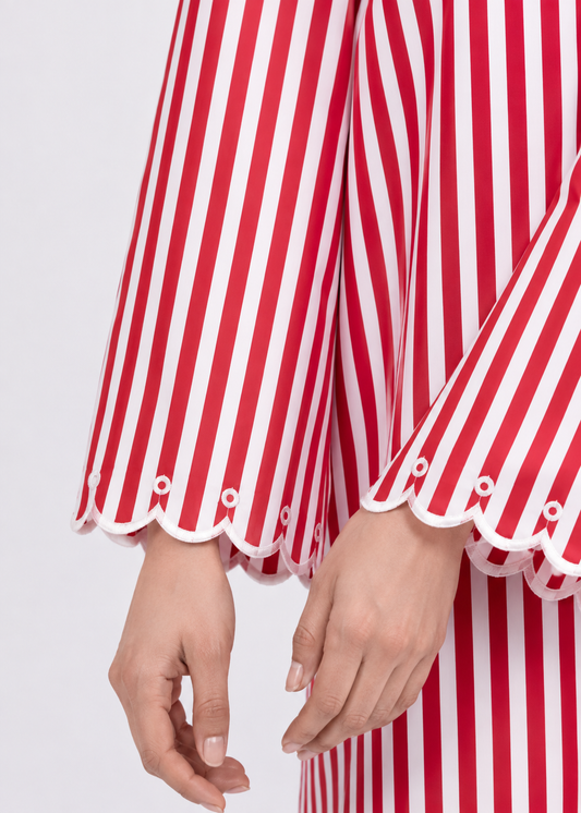 Ruhani Scarlet Stripe Embroidered Cotton Co-ord Set