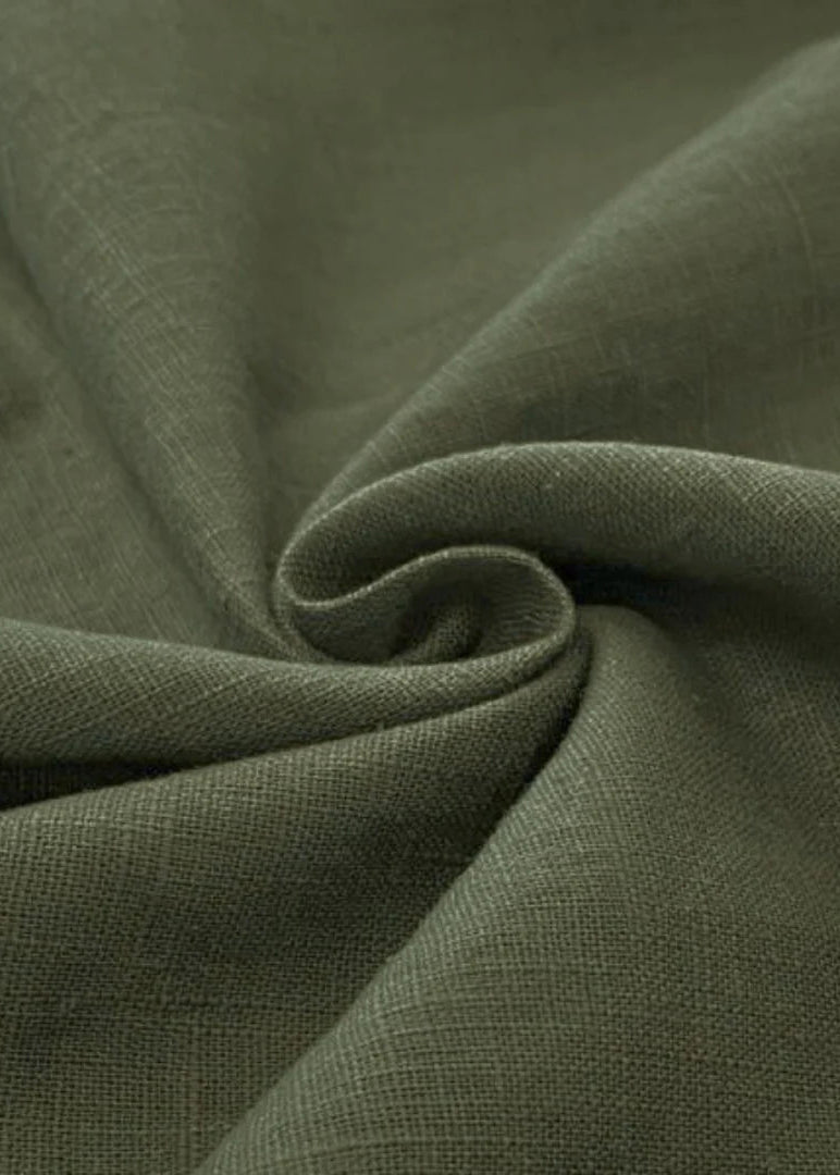 Olive Green Linen Angrakha Co-ord Set
