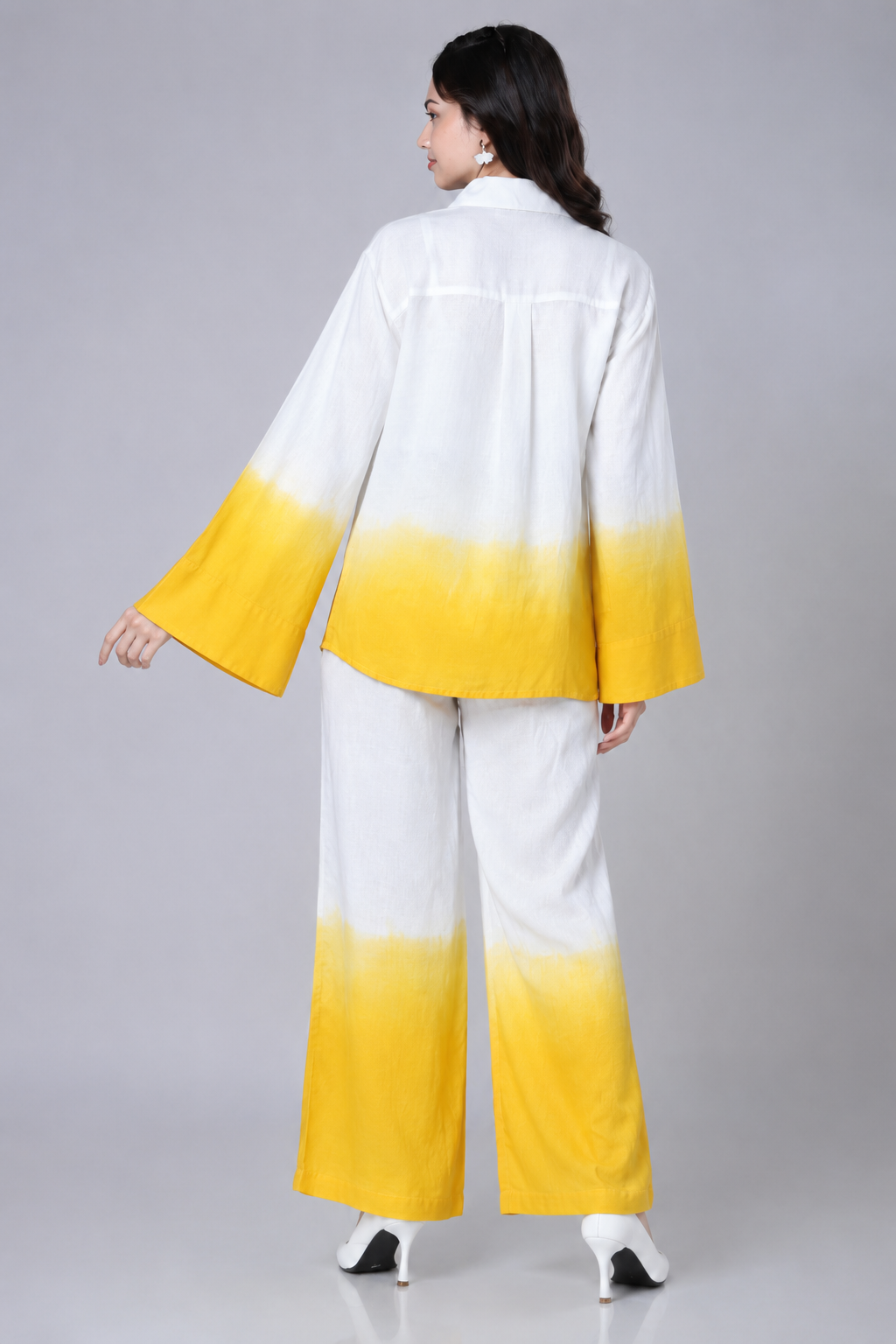 Yellow Ombre Linen-Blend Co-ord Set