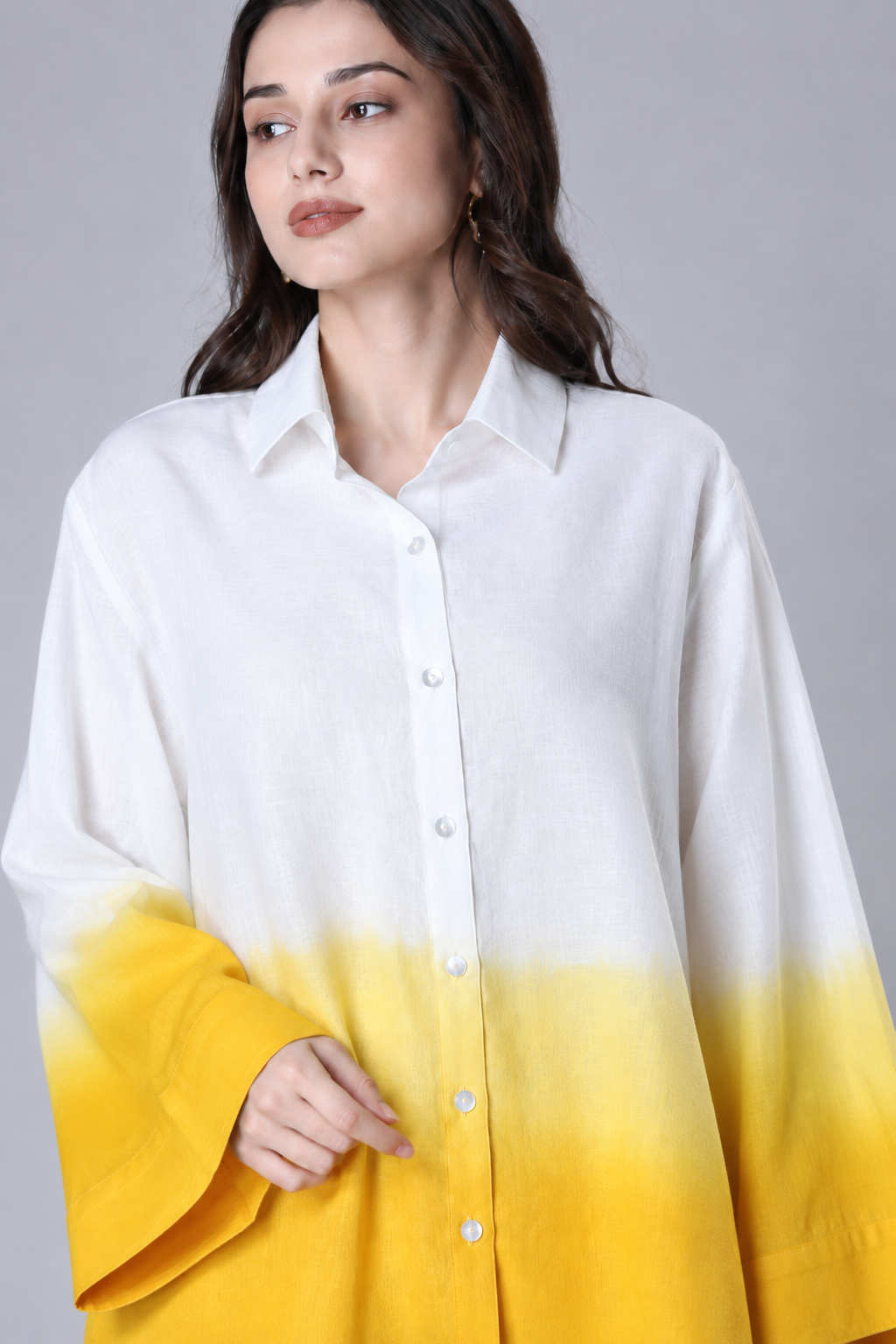 Yellow Ombre Linen-Blend Co-ord Set