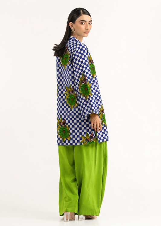 Floral Gingham Green Pure Cotton Farshi Salwar Co-Ord Set