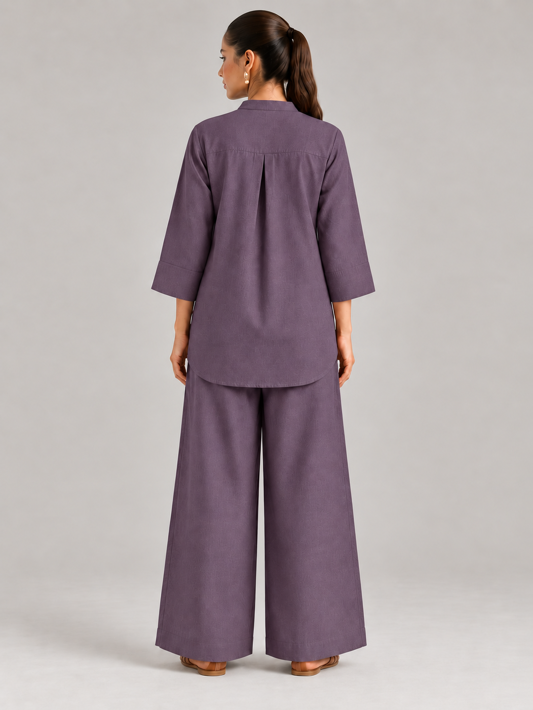 Loganberry Drift Cotton Flex Wide-Leg Co-ord Set back view