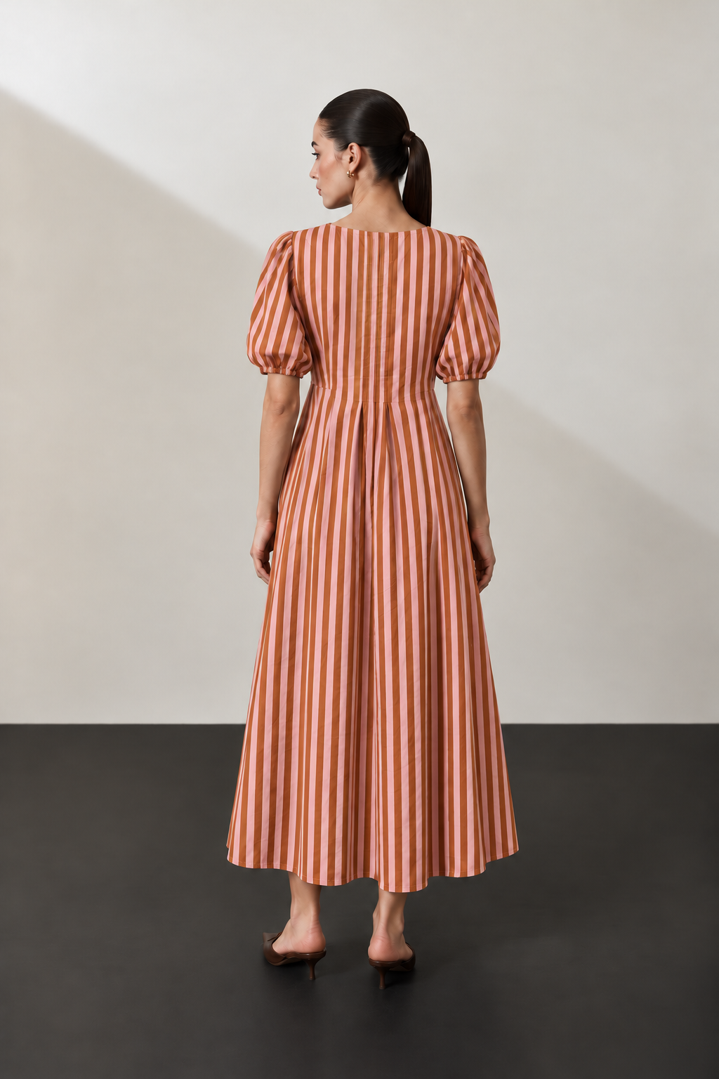 Rosewood Striped Cotton Midi Dress