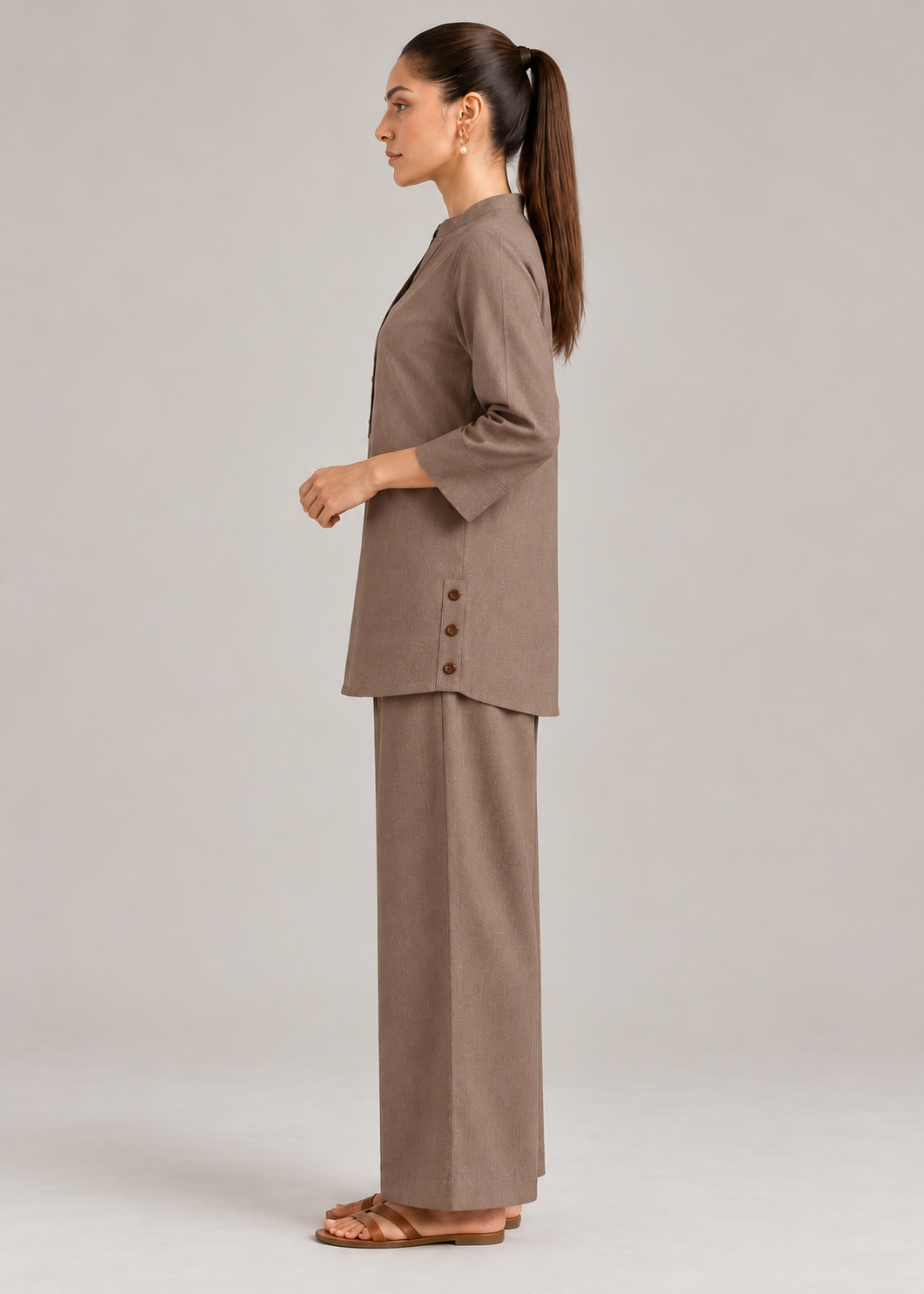 Portabella Drift Cotton Flex Wide-Leg Co-ord Set side view