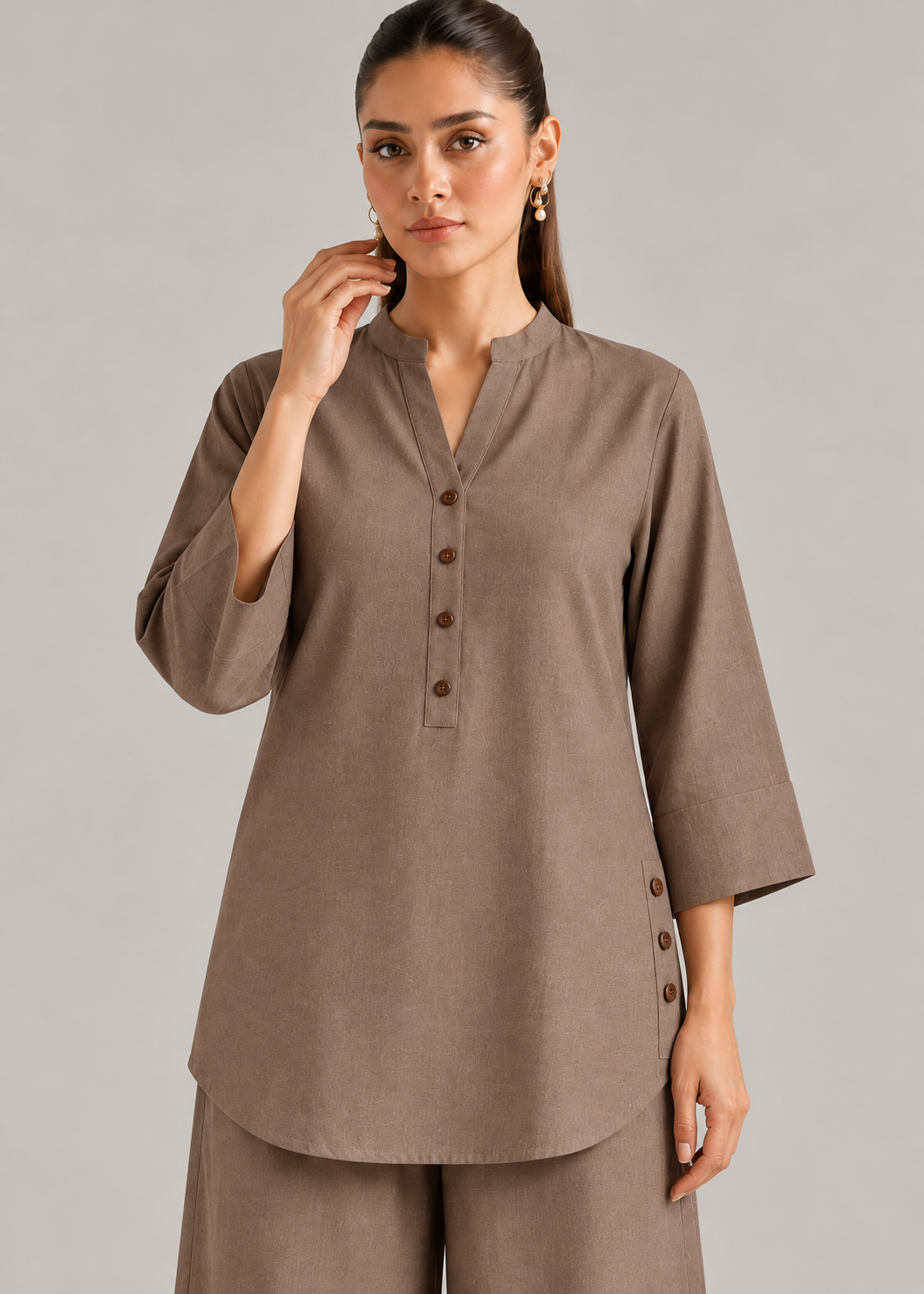 Portabella Drift Cotton Flex Wide-Leg Co-ord Set upper detail view