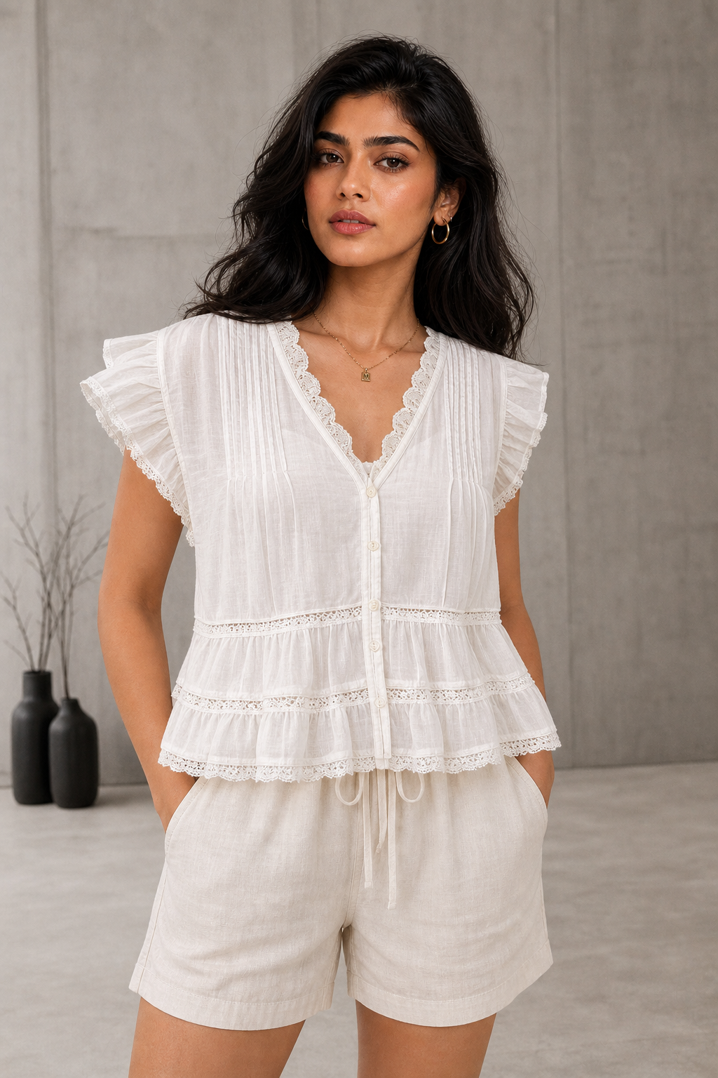 Off-White Romance Ruffle Top