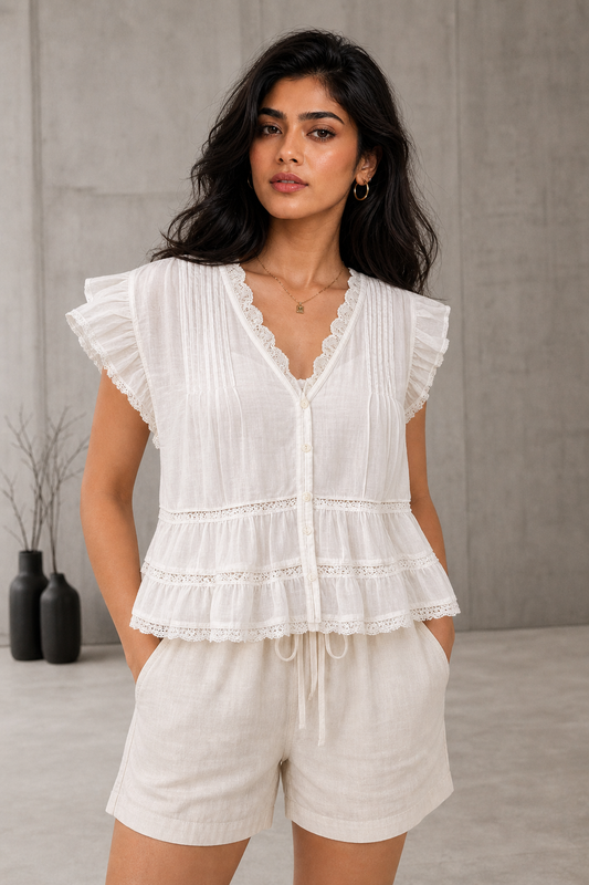 Off-White Romance Ruffle Top
