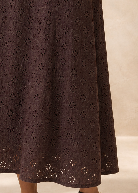 Mocha Bloom Schiffli Skirt