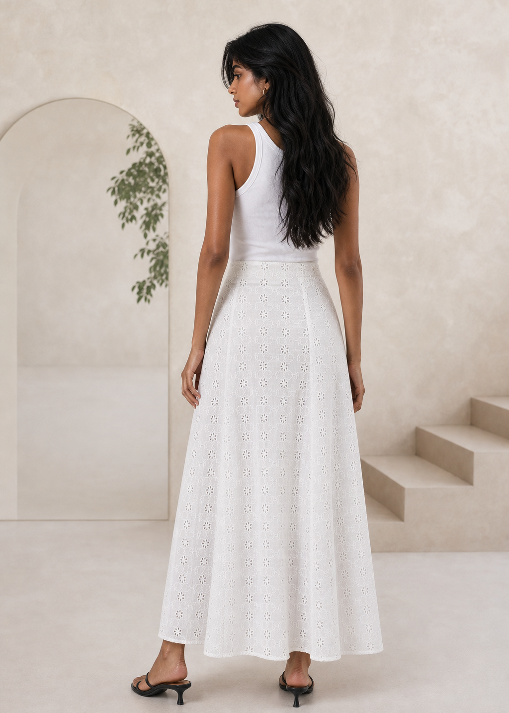 Ivory Bloom Schiffli Skirt