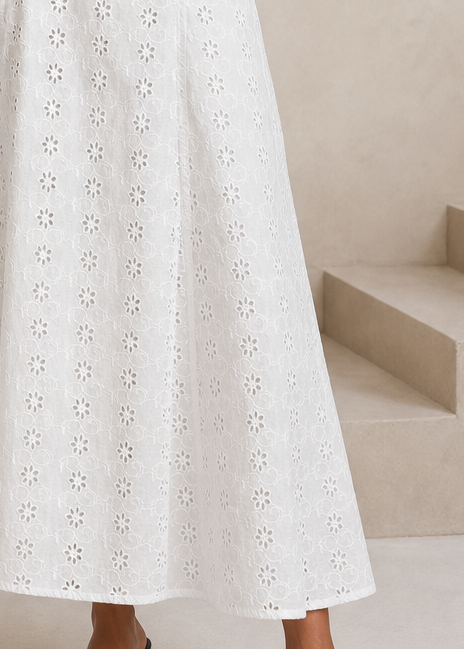 Ivory Bloom Schiffli Skirt