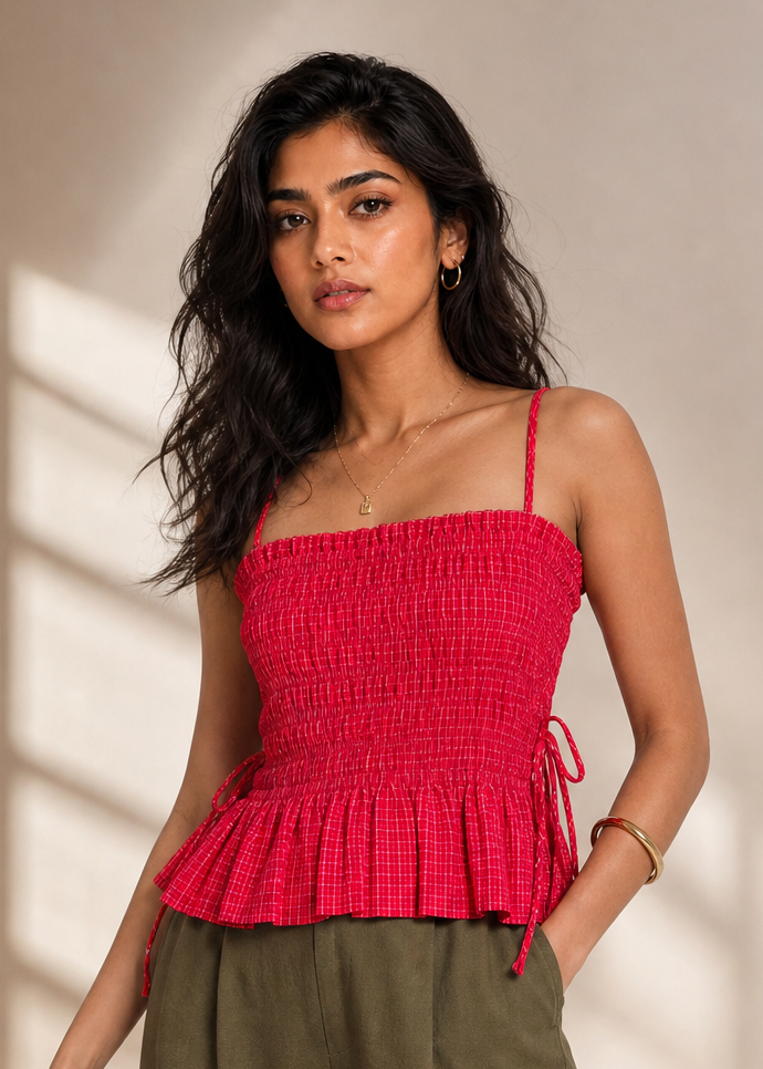 Cherry Bloom Smocked Top